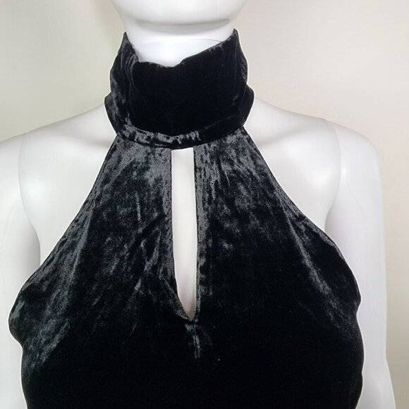 NWT L'AGENCE Halter Neck Velvet Bodycon Mini Dress Black Size 2 - Picture 2 of 13